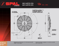 Ventilátor SPAL univerzální tlačný 12V průměr 255mm 10 lopatek VA11-AP7/C-57S / OEM 3MTV078 - 413137 - 540059800 - 540059801 - 540059803 - 781157 - 781187 Carrier