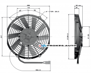 Axiální ventilátor sací Ø 255mm 12V GENERAL CAB 90050263 / 90050399 / 90050507 GENERAL CAB ITALY