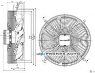 Tlačný ventilátor D 400 mm 1~230V 50Hz 4 pol FN Ziehl-Abegg FN040-4EW.0F.A7P1 / 156650